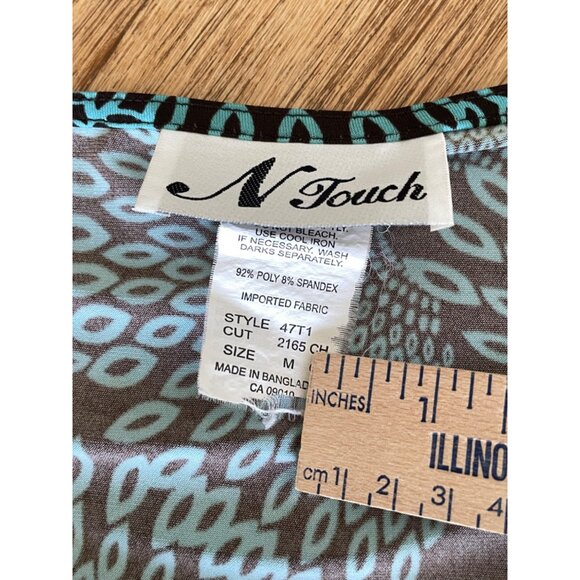 VTG Y2K N-Touch Midi Skirt Set Womens M Teal/Brown Print - Picture 4 of 10